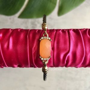 Vintage Orange Silver Gold Jewel Twist Coil Bangle Bracelet